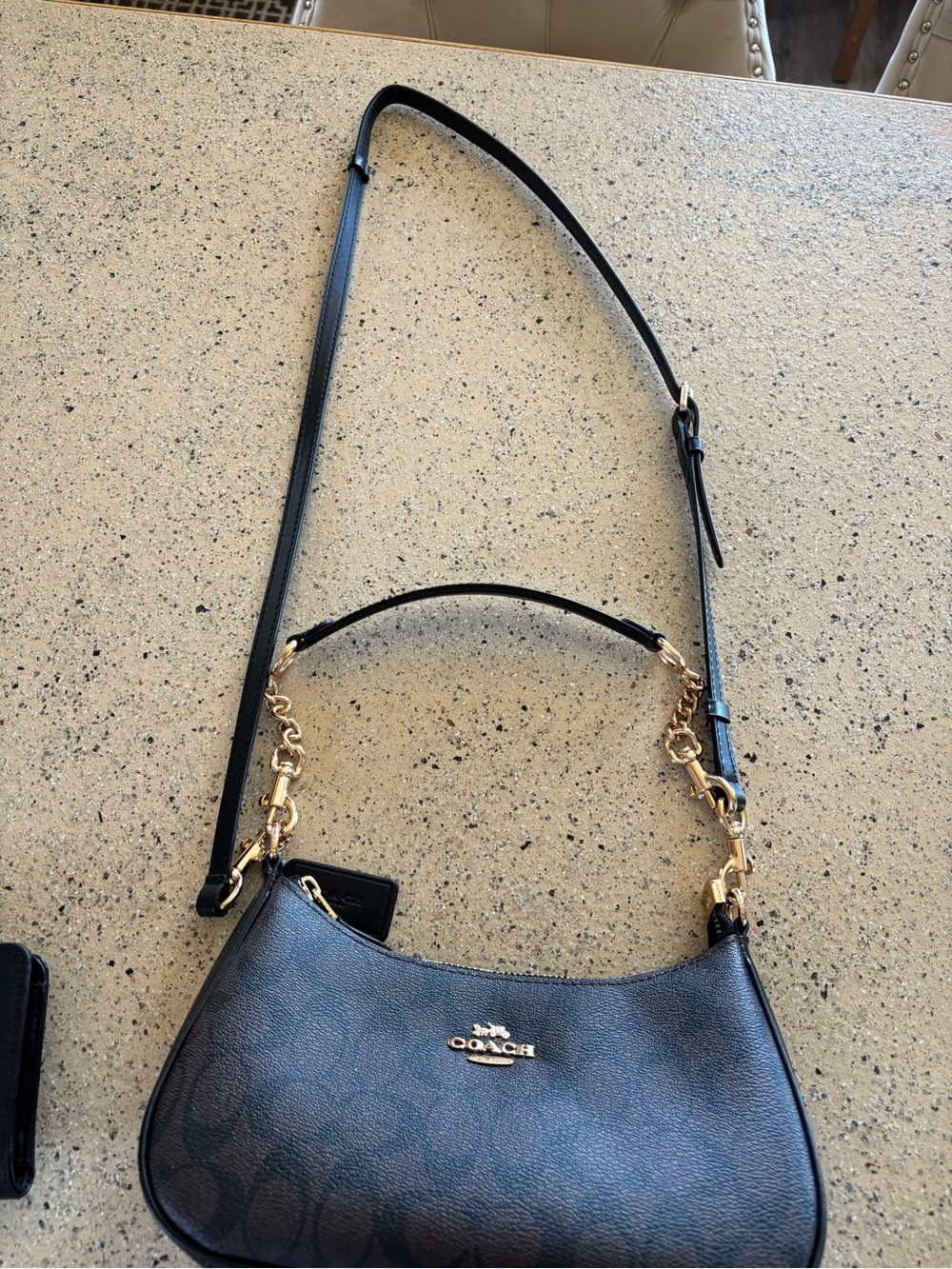 Coach Brown Signature Canvas Crossbody Bag with Gold Hardware - Picture 14 of 15